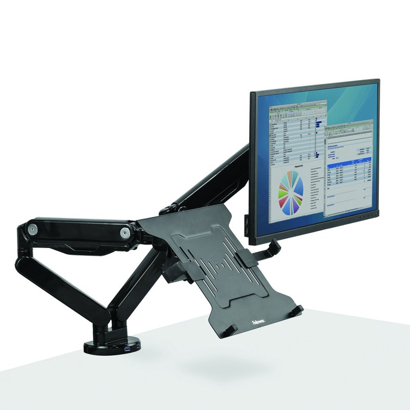 Fellowes 8044101 Adjustable Laptop Stand for Desk with Dual Monitor Arm, 17 Inch Monitor Capacity - Image 3